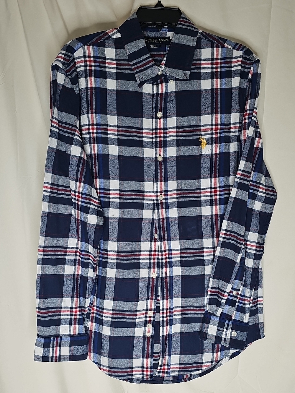 U.S. Polo Assn. Navy, White and Red Plaid Button-Down Shirt